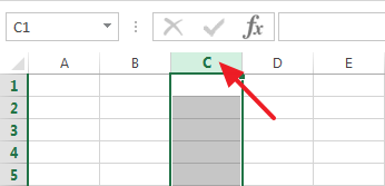 Click on the letter of a column to select the entire column