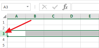 Click on the number of a row to select the entire row