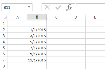 Excel picked up the pattern (skipping a day) when filling the range of dates