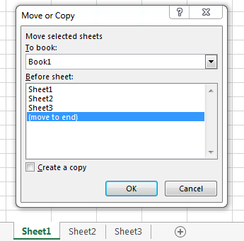Moving a sheet to the end