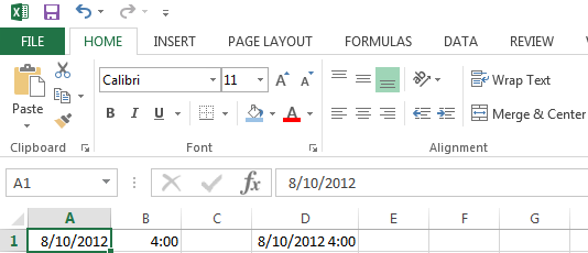 Entering Date and Time into Excel