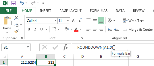 Use the ROUNDDOWN function to always round a number down towards zero 