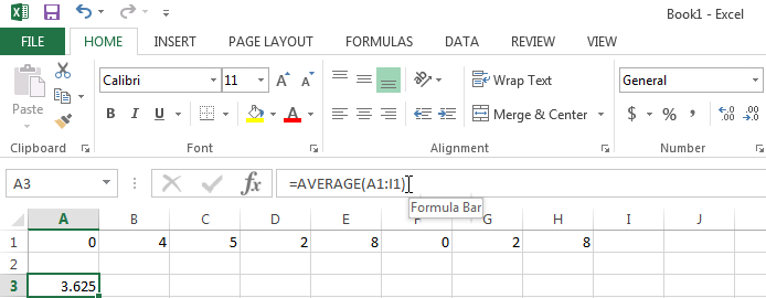 Using the AVERAGE function in Excel