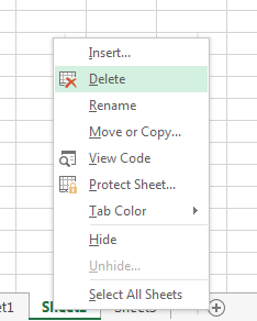 Deleting a worksheet