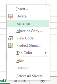Renaming worksheets