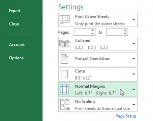 Adjust the document Margins in the Settings pane